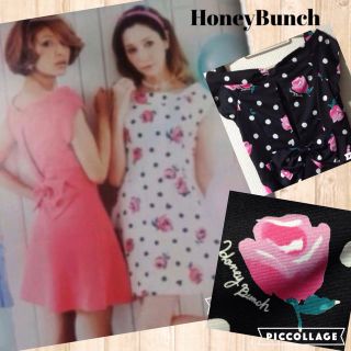 ハニーバンチ(Honey Bunch)のHoneyBunchローズ柄ドットワンピ(ミニワンピース)