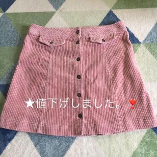 エイチアンドエム(H&M)のピンクコーディロイスカート(ミニスカート)