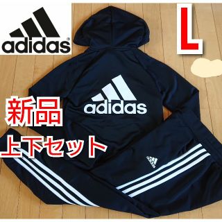 アディダス(adidas)の☆Lサイズ☆アディダス レディース ジャージ上下 セットアップ ブラック 新品(パーカー)