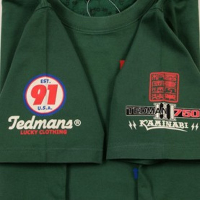 TEDMAN(テッドマン)のﾃｯﾄﾞﾏﾝ×ｶﾐﾅﾘﾓｰﾀｰｽ/ﾏｯﾊⅢ/Tｼｬﾂ/緑/tdkmt-16 メンズのトップス(Tシャツ/カットソー(半袖/袖なし))の商品写真