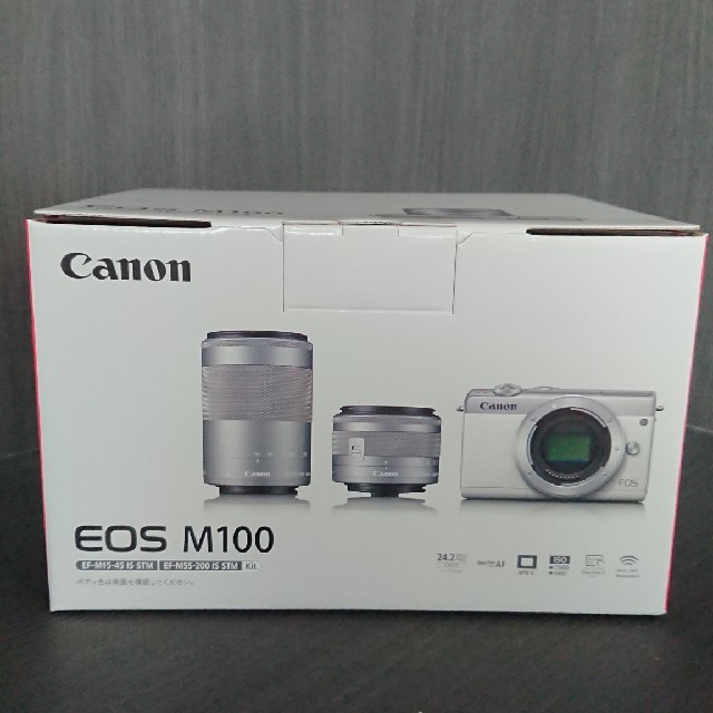 Canon(キヤノン)の☆新品未開封☆Canon EOS M100 Wズームキット WH スマホ/家電/カメラのカメラ(デジタル一眼)の商品写真