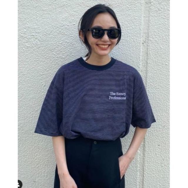 スタイリスト私物 ENNOY 在原みゆき エンノイ　ロゴtシャツ　navy  L