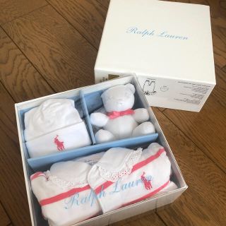 ラルフローレン(Ralph Lauren)のRalph Lauren ロンパース、帽子、ガラガラのセット 9M 女の子(ロンパース)