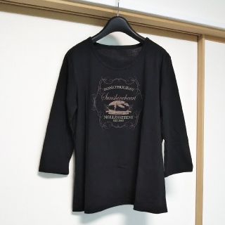 新品：七分袖 カットソー Ｔシャツ ブラック × ブラウン、ゴールド(Tシャツ(長袖/七分))