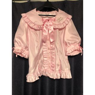 アンジェリックプリティー(Angelic Pretty)のふわふわ襟ブラウス　ピンク(シャツ/ブラウス(半袖/袖なし))