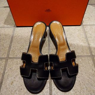 エルメス(Hermes)のエルメス  オアジス  ブラック  38(サンダル)