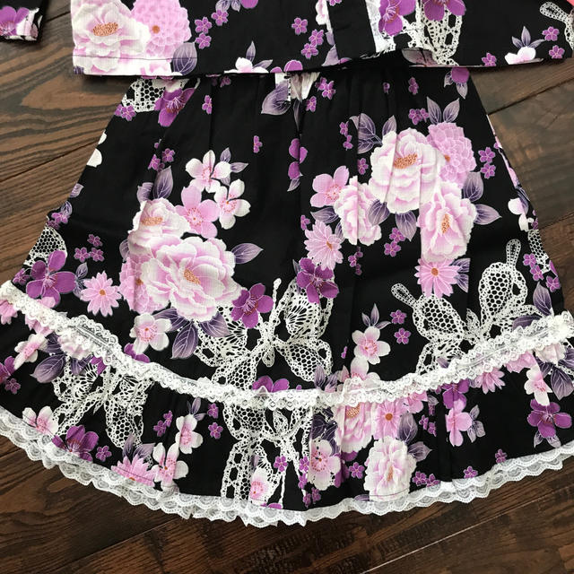 甚平 スカート 帯付き キッズ/ベビー/マタニティのキッズ服女の子用(90cm~)(甚平/浴衣)の商品写真