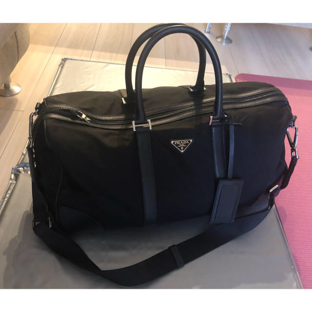 値下プラダ　PRADA ボストンバッグ 黒　2way ナイロン　レザー | フリマアプリ ラクマ