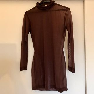 ヘルムートラング(HELMUT LANG)のヘルムートラング　シースルー長袖ワンピース 7号(ひざ丈ワンピース)