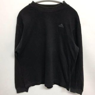 アディダス(adidas)のアディダス　モックネック　ロンT 長袖　Tシャツ　パフォーマンスロゴ　黒　L(Tシャツ/カットソー(七分/長袖))