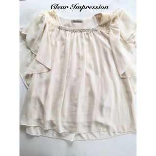 クリアインプレッション(CLEAR IMPRESSION)のClear Impression シフォンブラウス カットソー 美品(シャツ/ブラウス(半袖/袖なし))