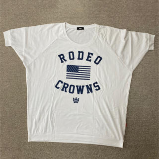 ロデオクラウンズワイドボウル(RODEO CROWNS WIDE BOWL)のロデオクラウン RCWB デニムロゴ Tシャツ 白 中古(Tシャツ(半袖/袖なし))