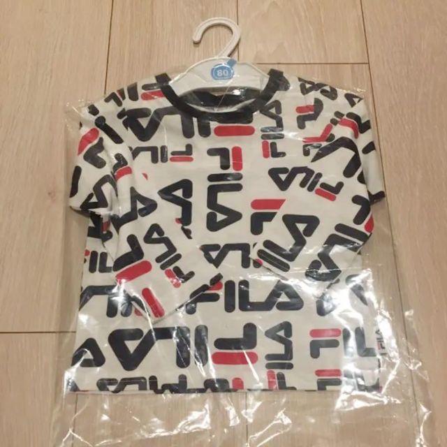 FILA(フィラ)の新品 FILA ロゴ総柄長袖トップス 80cm キッズ/ベビー/マタニティのベビー服(~85cm)(Ｔシャツ)の商品写真