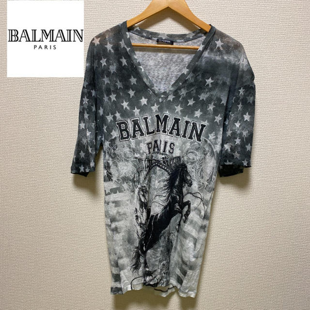 BALMAIN バルマンスター ホースデザインオーバーサイズ 半袖Tシャツ