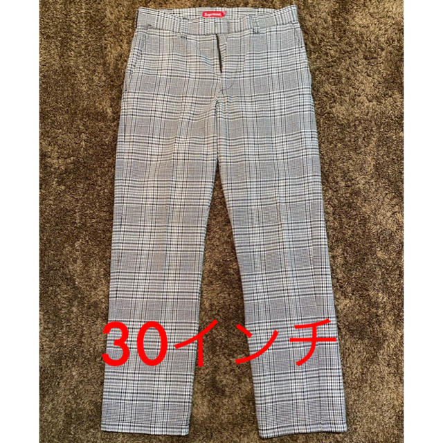 18ss supreme work pant black plaid 30