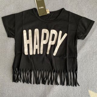 在庫処分　輸入子供服☆新品☆happy tシャツ　ブラック(Tシャツ/カットソー)