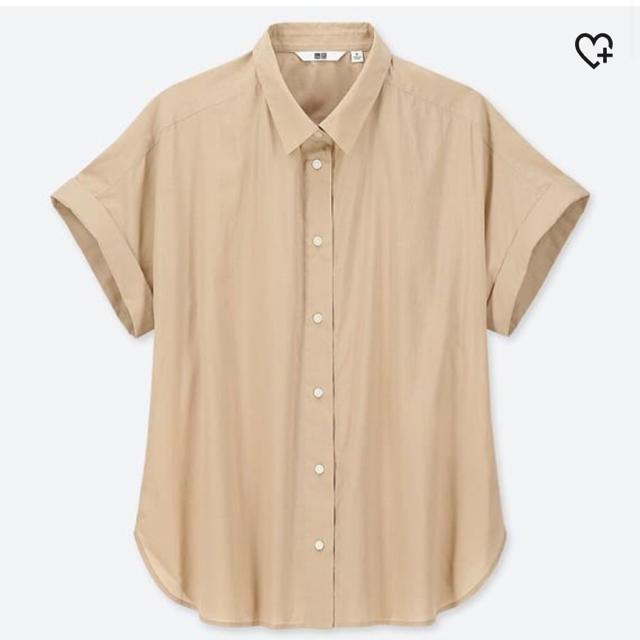 UNIQLO(ユニクロ)のUNIQLO ソフトコットンシャツ　M ベージュ レディースのトップス(シャツ/ブラウス(半袖/袖なし))の商品写真