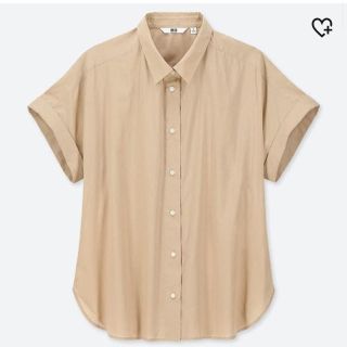 ユニクロ(UNIQLO)のUNIQLO ソフトコットンシャツ　M ベージュ(シャツ/ブラウス(半袖/袖なし))