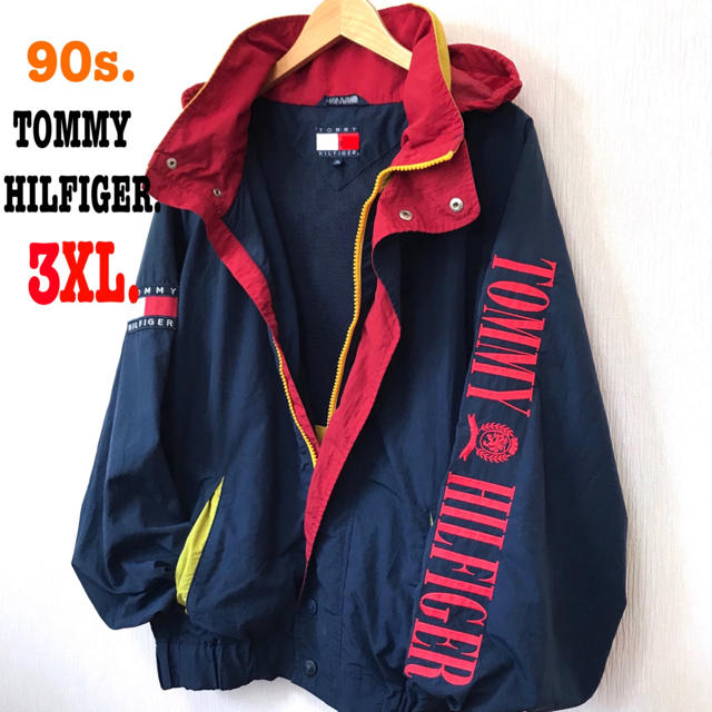 TOMMY HILFIGER(トミーヒルフィガー)の上美品 ビッグサイズ ☆ 90s トミーヒルフィガー セーリング ジャケット 紺 メンズのジャケット/アウター(ナイロンジャケット)の商品写真