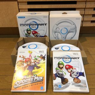 ウィー(Wii)のWii マリオカート　ハンドル2個(家庭用ゲームソフト)