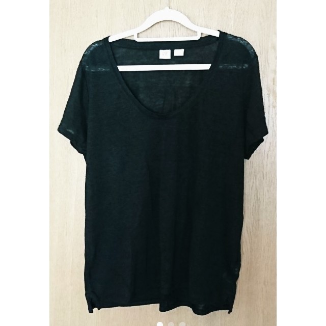 GAP(ギャップ)のGAP とろみ リネン100%黒シャツ M メンズのトップス(Tシャツ/カットソー(半袖/袖なし))の商品写真