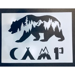 ステンシルシート　camp 熊　ハンドメイドなどに☆(型紙/パターン)