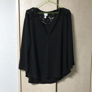 エイチアンドエム(H&M)のH&M 7分袖カットソー　黒(カットソー(長袖/七分))