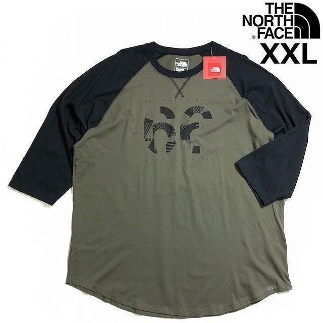 THE NORTH FACE(ザノースフェイス)のノースフェイス ラグラン コットンTシャツ(XXL)カーキ 180902 メンズのトップス(Tシャツ/カットソー(七分/長袖))の商品写真