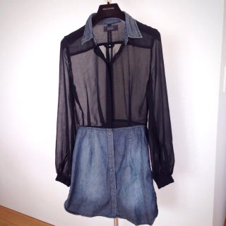 ディーゼル(DIESEL)のシフォン×デニムワンピ(ミニワンピース)