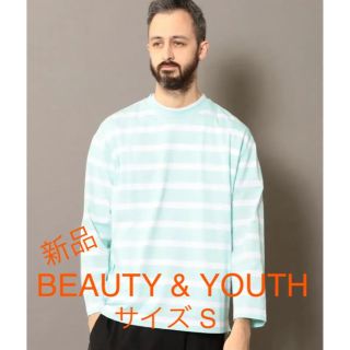 ビューティアンドユースユナイテッドアローズ(BEAUTY&YOUTH UNITED ARROWS)の[新品] BY ボーダー ワイド カットソー ライトブルー S(Tシャツ/カットソー(七分/長袖))