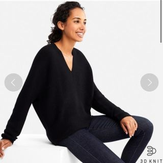 ユニクロ(UNIQLO)のUNIQLO ３Dコットンコクーンセーター　ブラック(ニット/セーター)