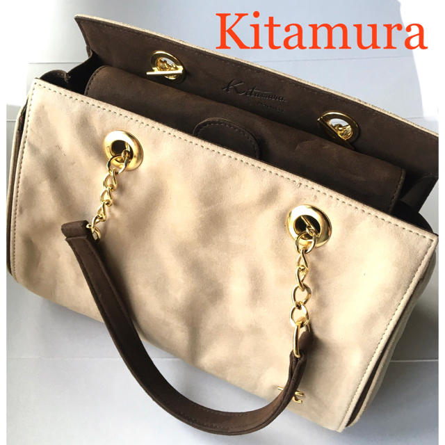 【年代物】『 Kitamura／キタムラ 』スウェード ハンドバッグ（使用美品）