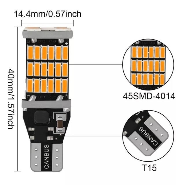 ⭐T16 T10 ⭐ 超爆光 スモールポジション　イエロー　LED45連  2個 自動車/バイクの自動車(車外アクセサリ)の商品写真