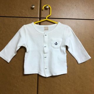 プティマイン(petit main)の【美品】プティマイン　カーディガン　白　50〜70サイズ(カーディガン/ボレロ)