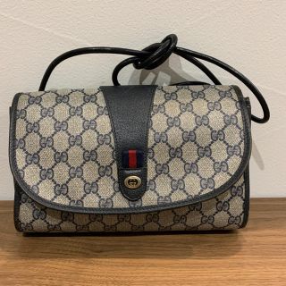 グッチ(Gucci)のレア GUCCI オールドグッチ シェリーライン ショルダーバッグ ネイビー(ショルダーバッグ)