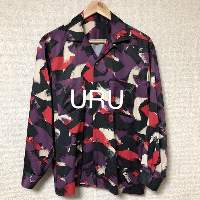 名品！【URU】ウル ペイント オープンカラーシャツ サイズ1 16SS 2