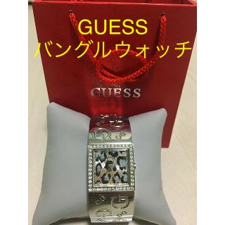 ゲス(GUESS)の【GUESS】エレガント バングルウォッチ ヒョウ柄 レオパード柄 ロゴ入り(腕時計)