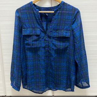 ギャップ(GAP)のGAP  シフォンブラウス　チェック　Sサイズ(シャツ/ブラウス(長袖/七分))