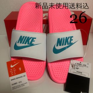 ナイキ(NIKE)の26㎝ ピンク/ホワイト NIKE ナイキ ベナッシ サンダル 新品(サンダル)