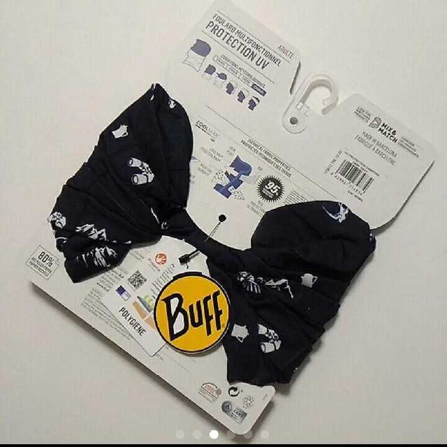 新品　buff ネックゲイター　紺色　大人用　自然柄　95UVプロテクション スポーツ/アウトドアのトレーニング/エクササイズ(ウォーキング)の商品写真