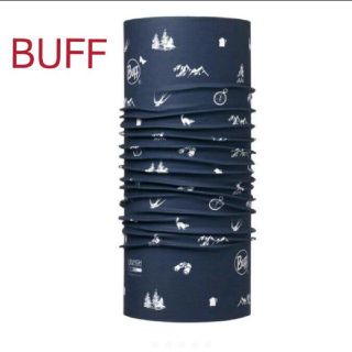 新品　buff ネックゲイター　紺色　大人用　自然柄　95UVプロテクション(ウォーキング)