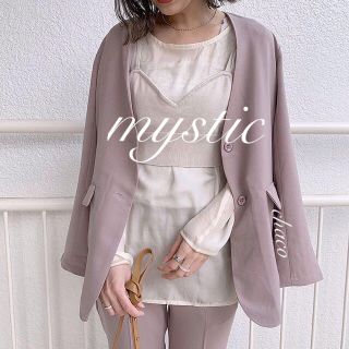 ミスティック(mystic)の春新作🌼¥9350【mystic】ノーカラージャケット 春ジャケット BEI(ノーカラージャケット)