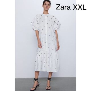 ザラ(ZARA)の大人気　Zara 刺繍入りミディワンピース(ロングワンピース/マキシワンピース)