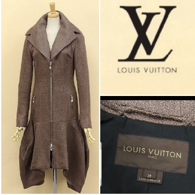 LOUIS VUITTON(ルイヴィトン)の正規品中古超美品！ルイヴィトンラメ糸使用 2WAY Wジップ フレア コート  レディースのジャケット/アウター(ロングコート)の商品写真