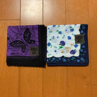 アナスイ(ANNA SUI)の新品☆ アナスイのバタフライ透かしレース＆小薔薇プリントのハンカチ２枚組(ハンカチ)