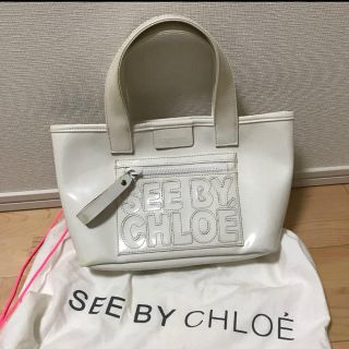 シーバイクロエ(SEE BY CHLOE)のSEE BY CHLOE  ハンドバッグ　エナメルバッグ　ホワイト(ハンドバッグ)