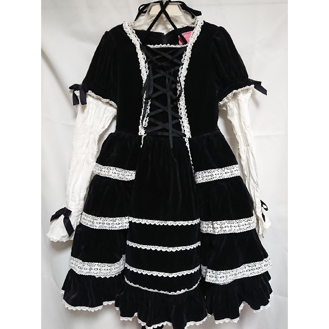 Angelic Pretty(アンジェリックプリティー)のAngelic Prettyはしごレースワンピース黒 レディースのワンピース(ひざ丈ワンピース)の商品写真