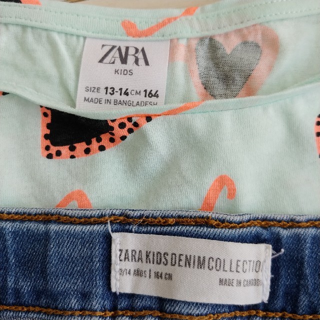 ZARA KIDS(ザラキッズ)のZARA kids デニムショートパンツ & Tシャツ　164 キッズ/ベビー/マタニティのキッズ服女の子用(90cm~)(パンツ/スパッツ)の商品写真
