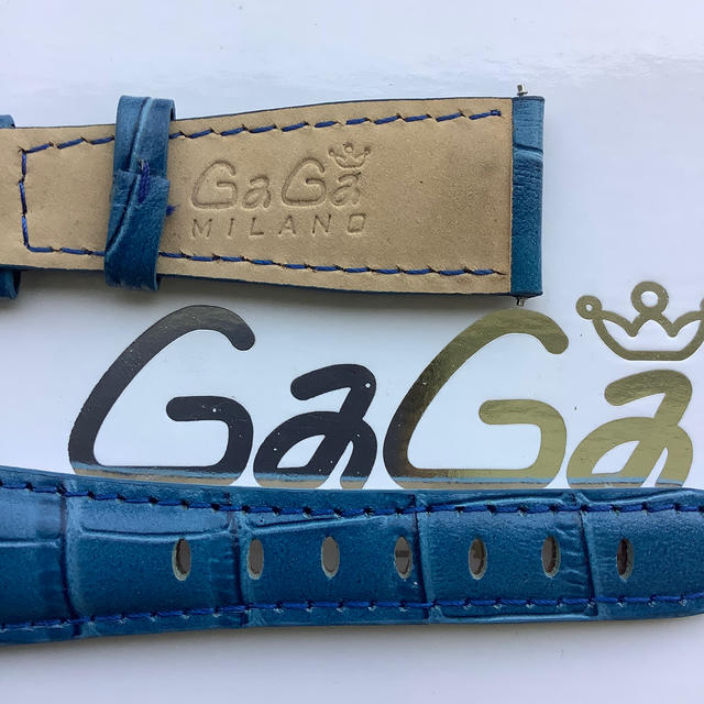 GaGa MILANO(ガガミラノ)の新品　GaGa MILANO ガガミラノバンド 交換 ４０ミリ用レザーベルト青 メンズの時計(レザーベルト)の商品写真