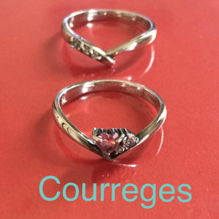 クレージュ(Courreges)の【Courreges】キュービックジルコニア ハート 2連リング(リング(指輪))